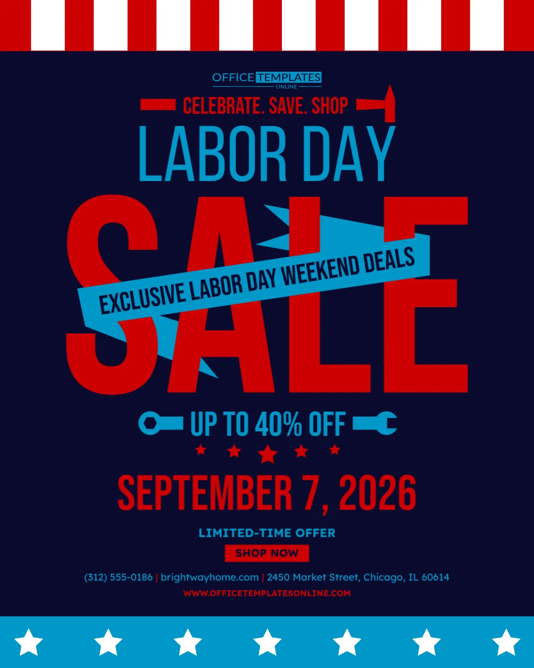 Modern Labor Day Sale Template – Customize Online for Free