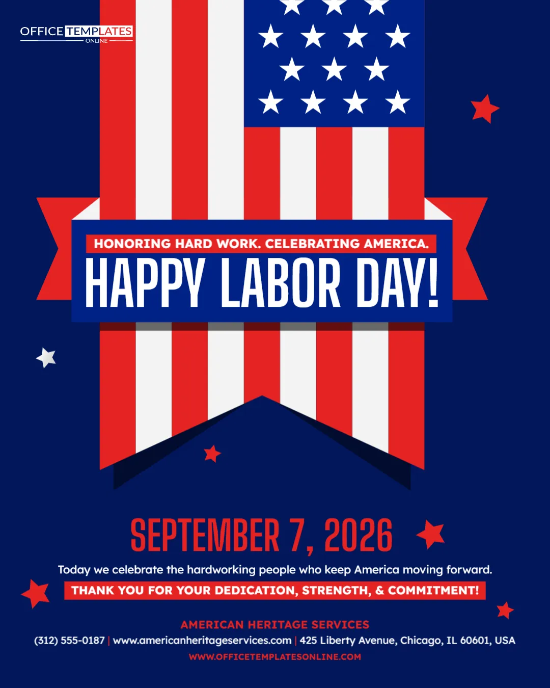 Red, White & Blue Labor Day Template – Edit Online for Free