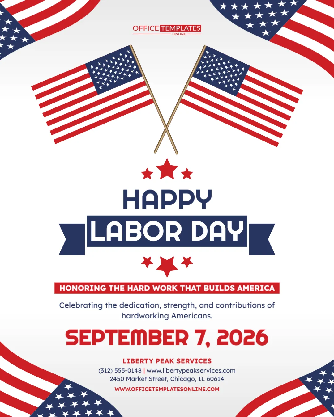 Labor Day American Flag Template – Customize Online for Free