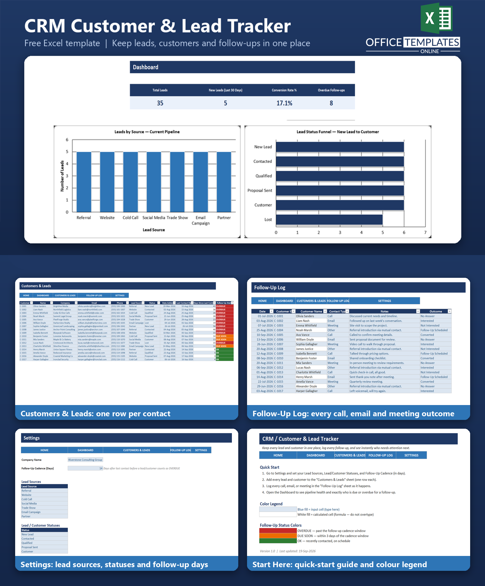 CRM Customer Lead Tracker for managing leads, customer details, and sales progress