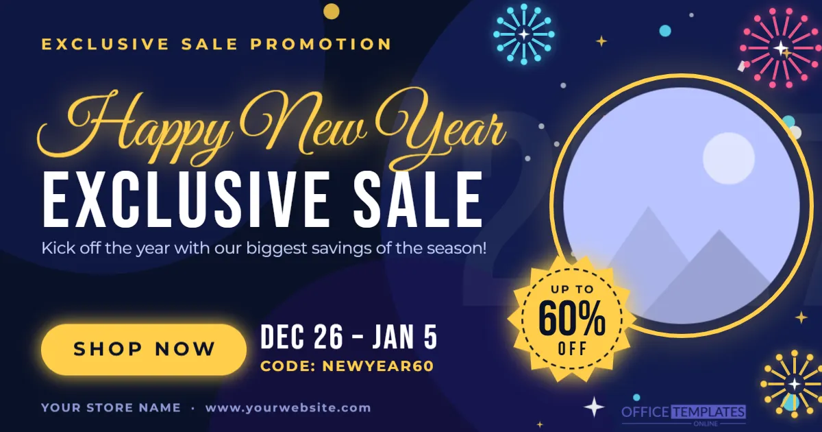 Happy New Year Exclusive Sale Promotion Banner Template (1200 x 630 px)