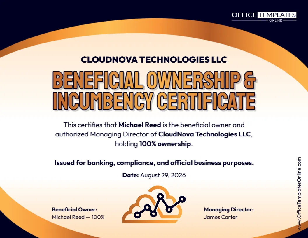 Beneficial Ownership & Incumbency Certificate Template