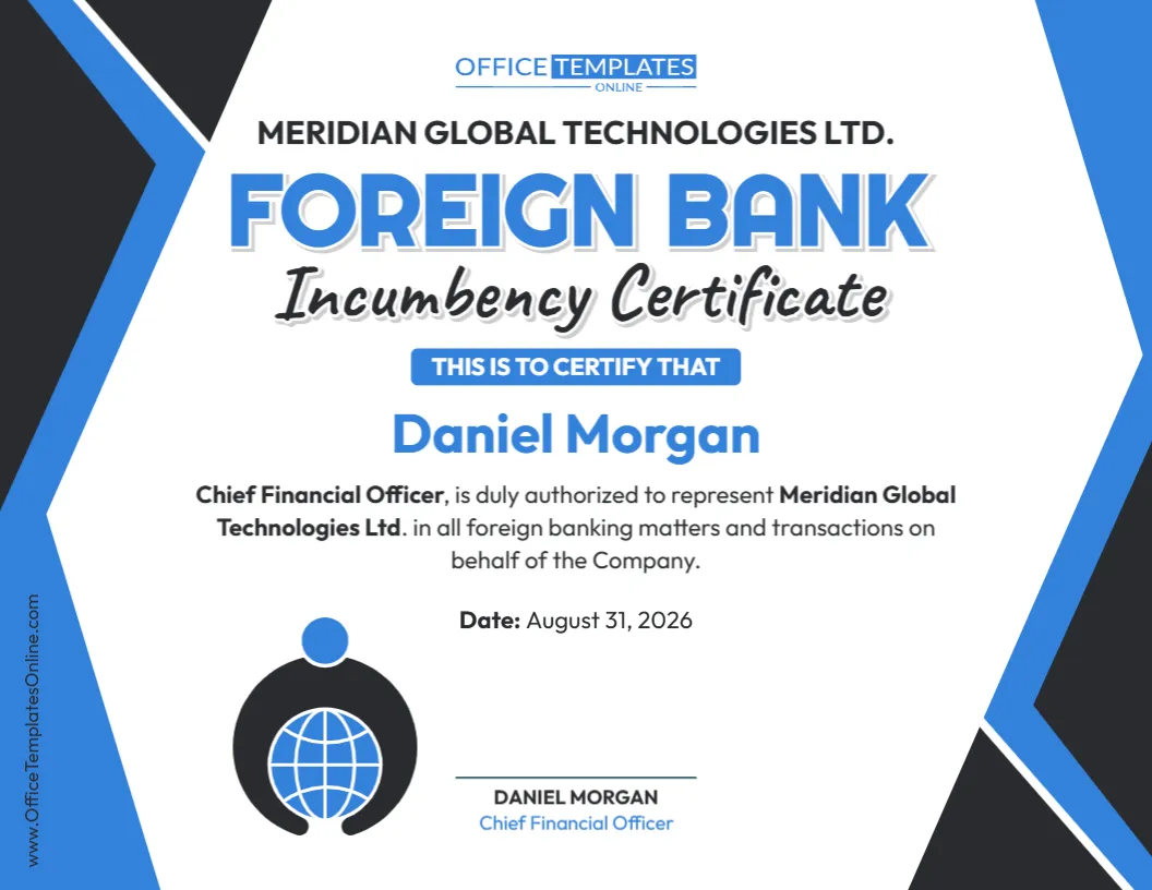Foreign Bank Incumbency Certificate Template