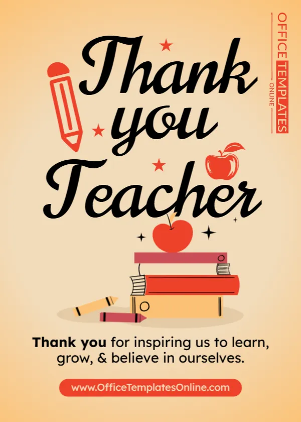 Editable Teachers’ Day Thank You Card Template