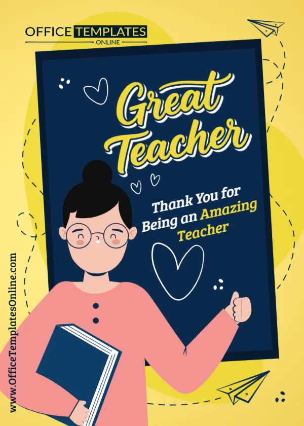 Editable Thank You Teacher Card Template