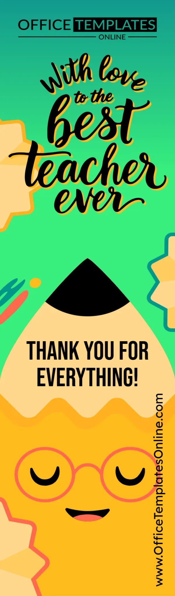 Editable Teacher Appreciation Bookmark Template