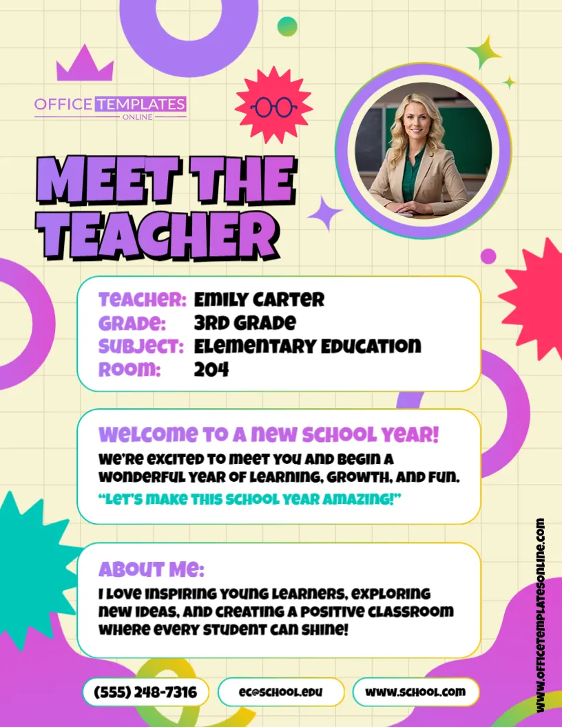 Meet the Teacher Template – Customize Online for Back to School