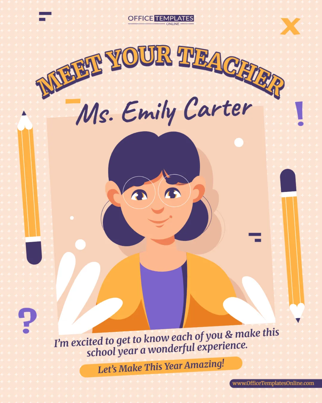 Teacher Introduction Poster Template – Customize Online & Download