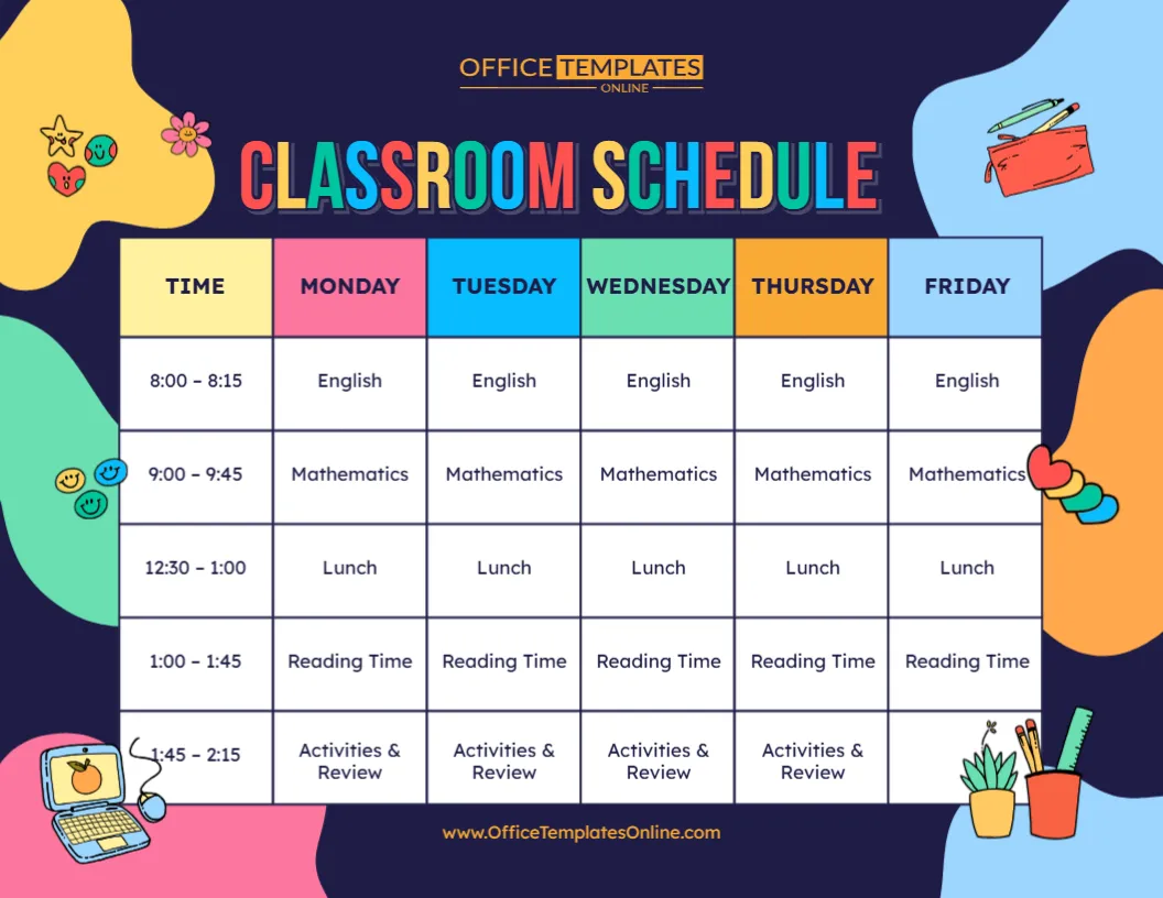 Editable Classroom Schedule Template