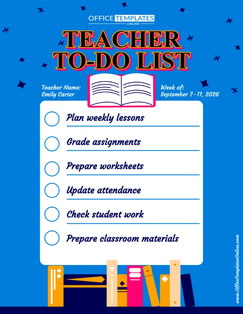 Editable Teacher To-Do List Template