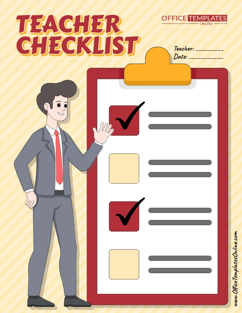 Editable Teacher Checklist Template