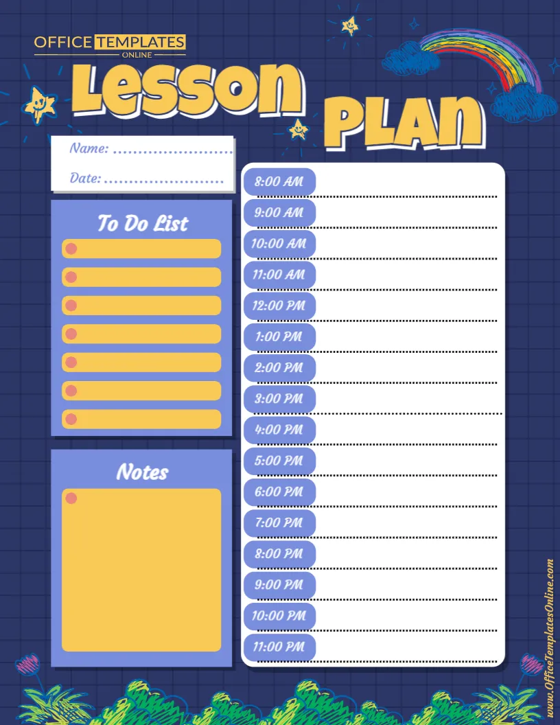 Free Editable Lesson Plan Template with Daily Schedule, To-Do List & Notes
