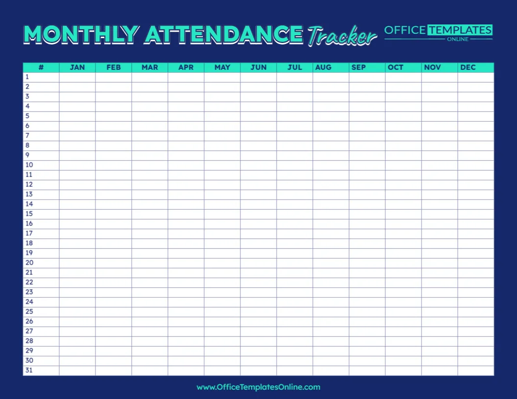 Free Monthly Attendance Tracker Template – Edit Online & Download