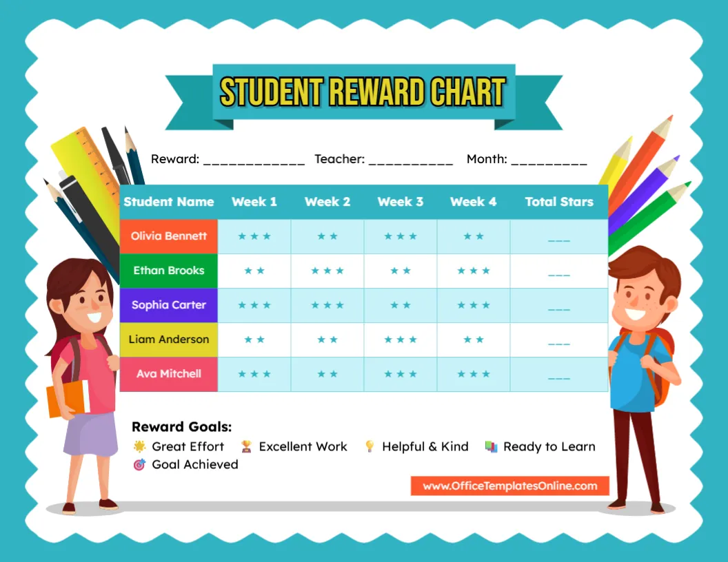 Free Student Reward Chart Template – Customize Online