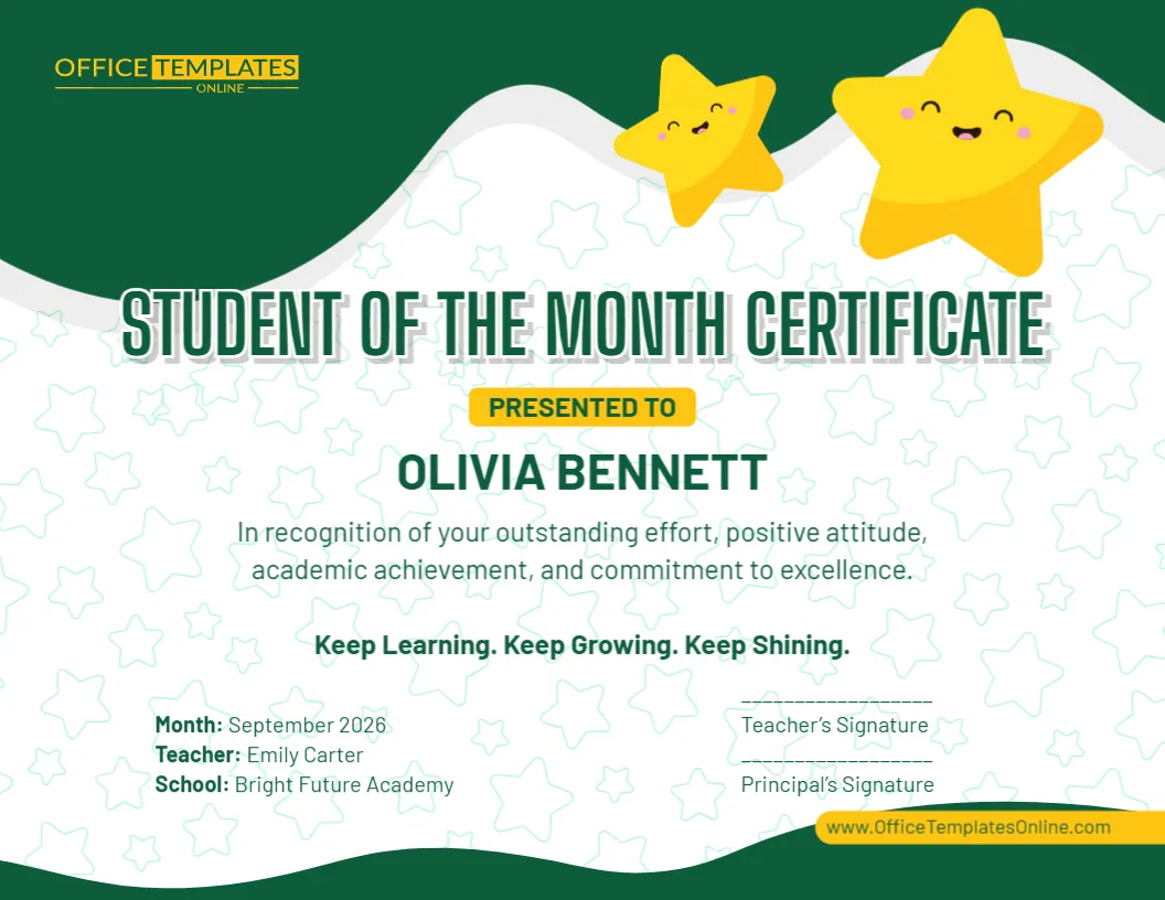 Free Student of the Month Certificate Template – Edit Online