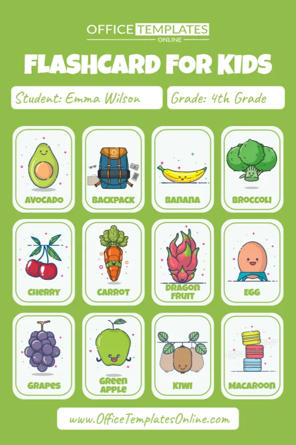 Editable Educational Flashcard Template for Kids