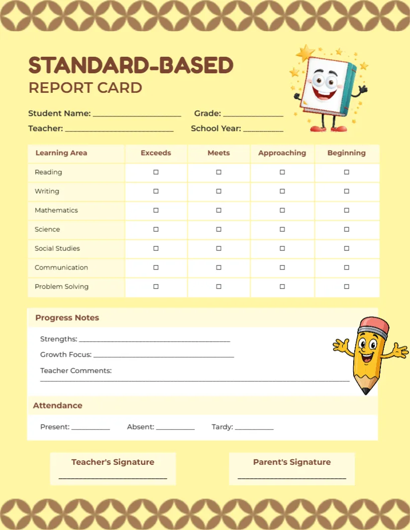 Standards-Based Report Card Template