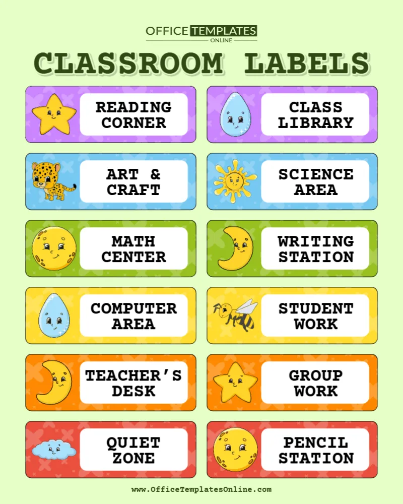 Classroom Labels Template – Colorful Printable Labels for Teachers
