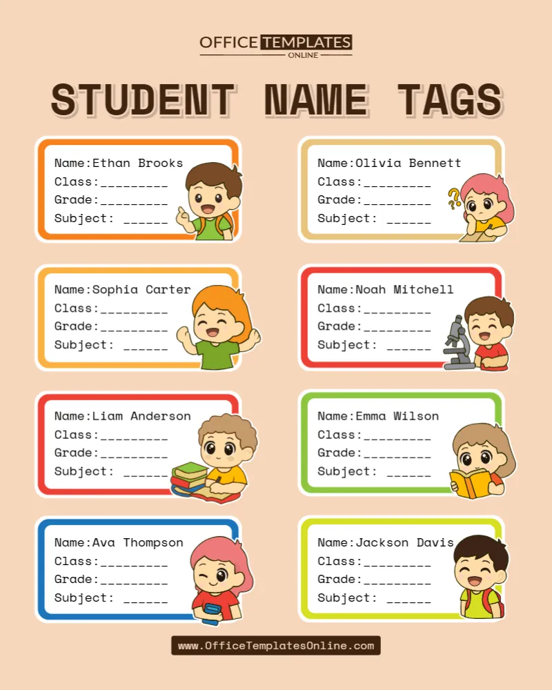 Free Customizable Student Name Tags Template