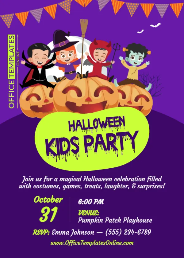 Kids Halloween Party Invitation Template