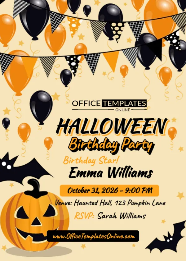 Halloween Birthday Invitation Template