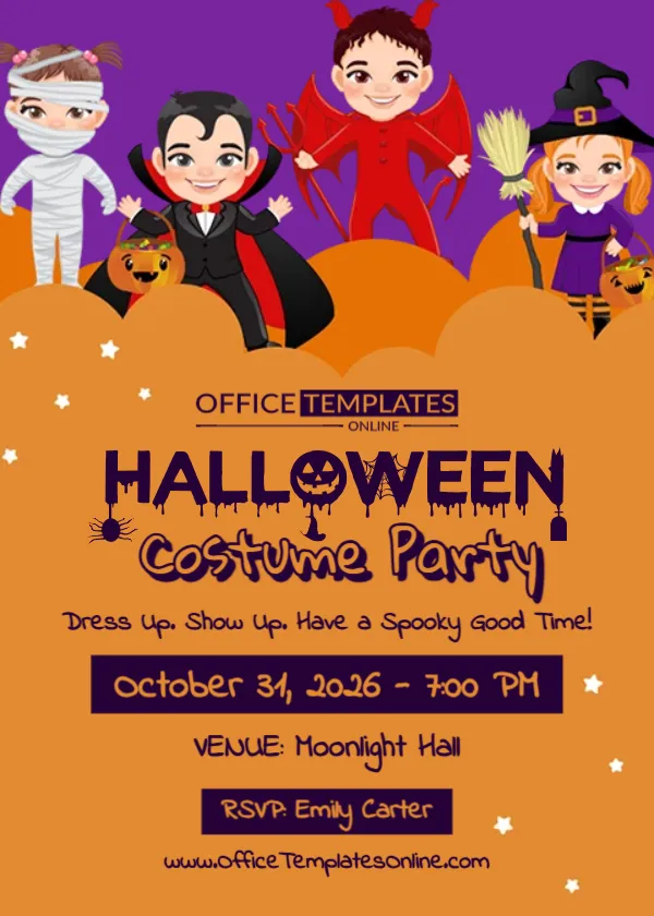 Halloween Costume Party Invitation Template