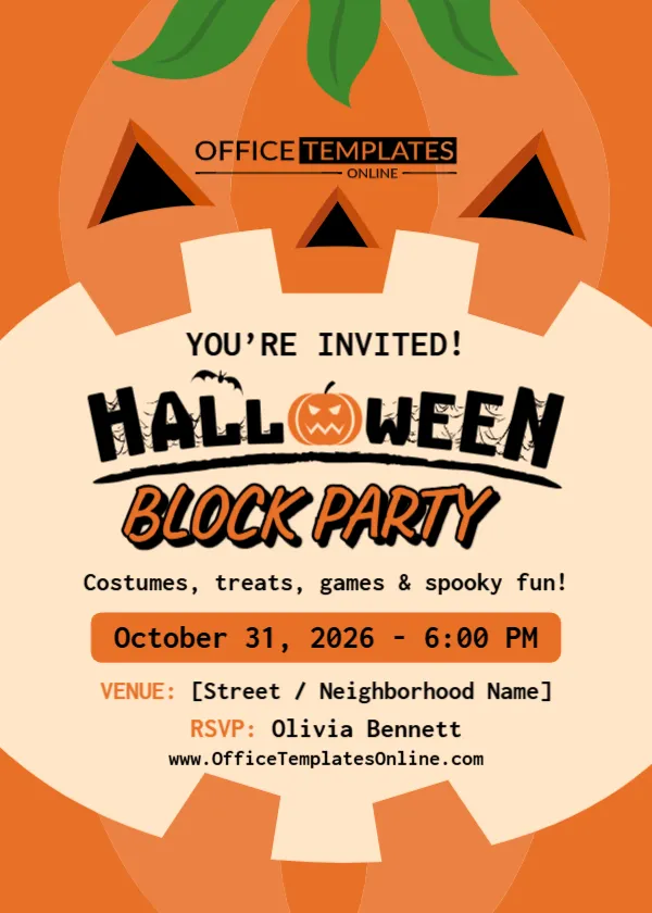 Halloween Block Party Invitation Template