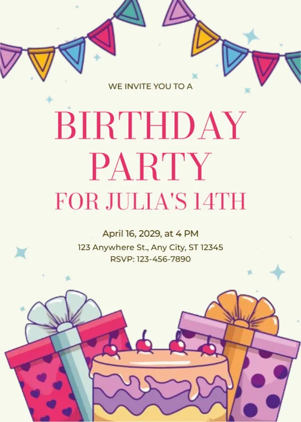 Birthday Party Celebration Invitation Template