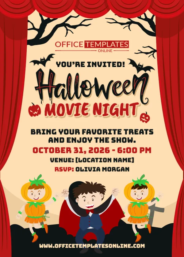 Halloween Movie Night Invitation Template