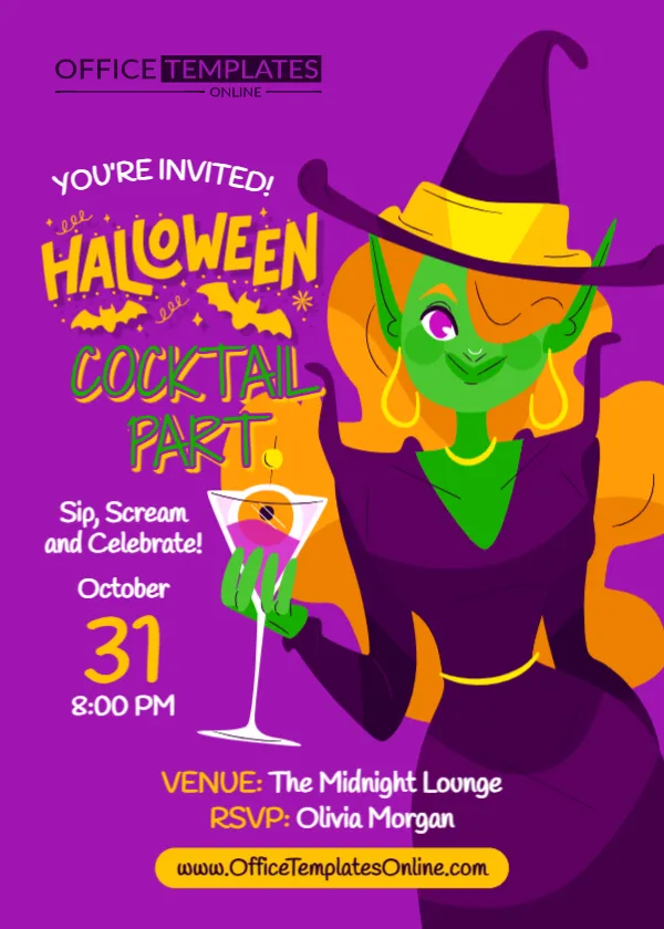 Halloween Cocktail Party Invitation Template