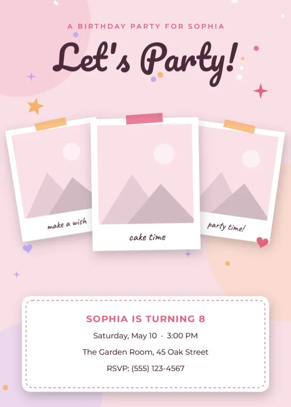 Polaroid Birthday Invitation Template