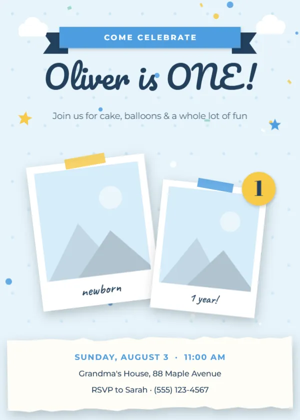Scrapbook 1st Birthday Invitation Template