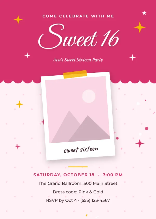 Scrapbook Sweet 16 Invitation Template
