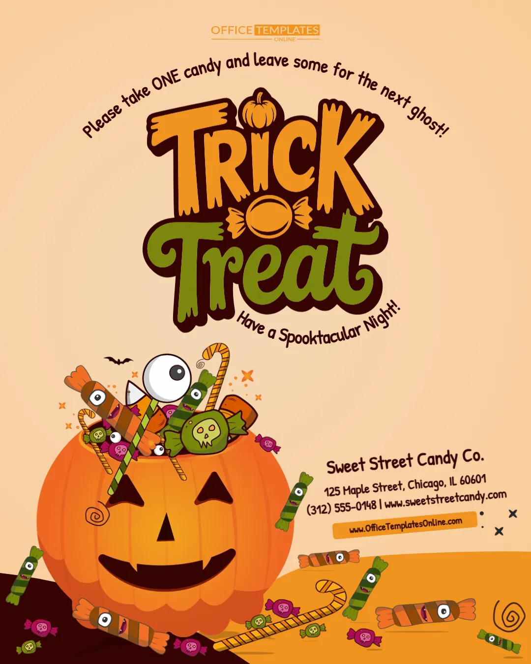 Trick-or-Treat Candy Sign Template