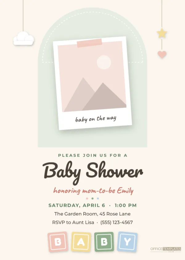 Scrapbook Baby Shower Invitation Template