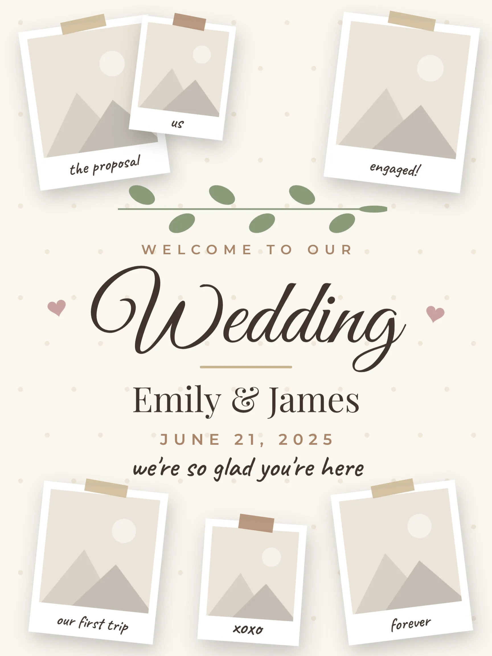 Polaroid Wedding Welcome Sign Template