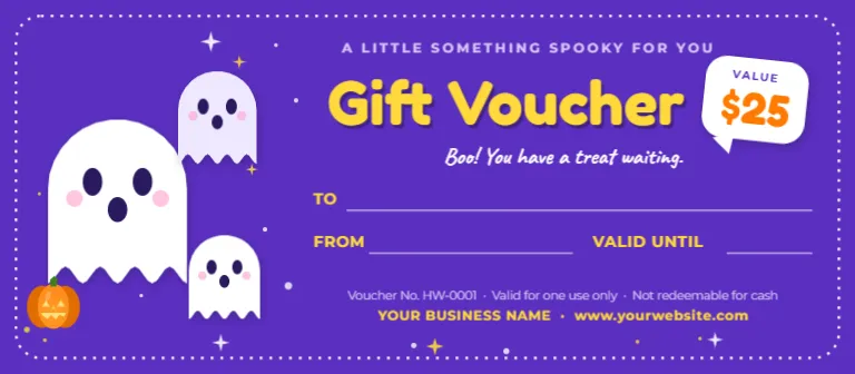 Boo Ghost Halloween Gift Voucher Template (8 x 3.5 in)