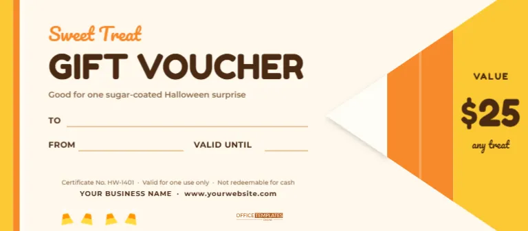 Candy Corn Halloween Gift Voucher Template – Sweet Treat