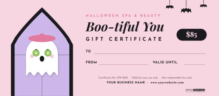 Halloween Spa Gift Certificate Template – Pastel Goth Boo-tiful You