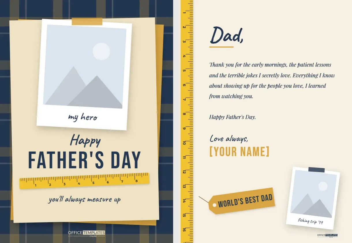 Scrapbook Father’s Day Card with Plaid and a Tape Measure