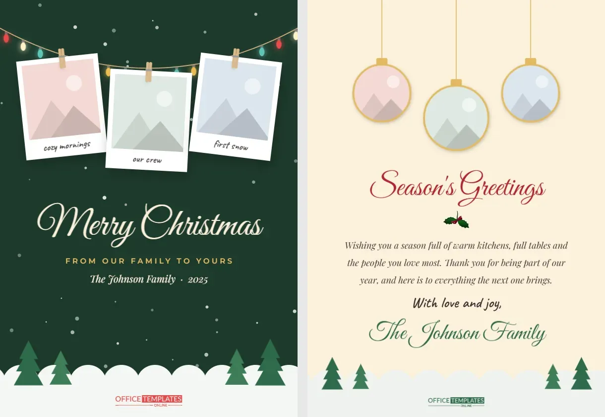 Scrapbook Christmas Photo Card with a Twinkle-Light Garland