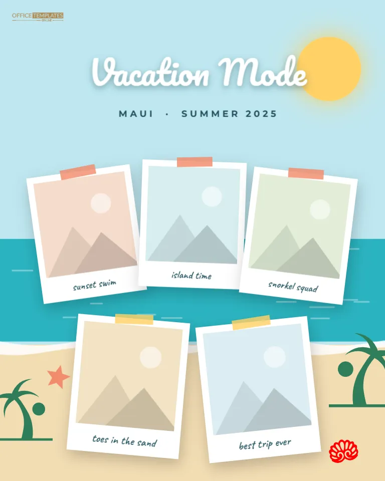 Vacation Polaroid Photo Collage Template