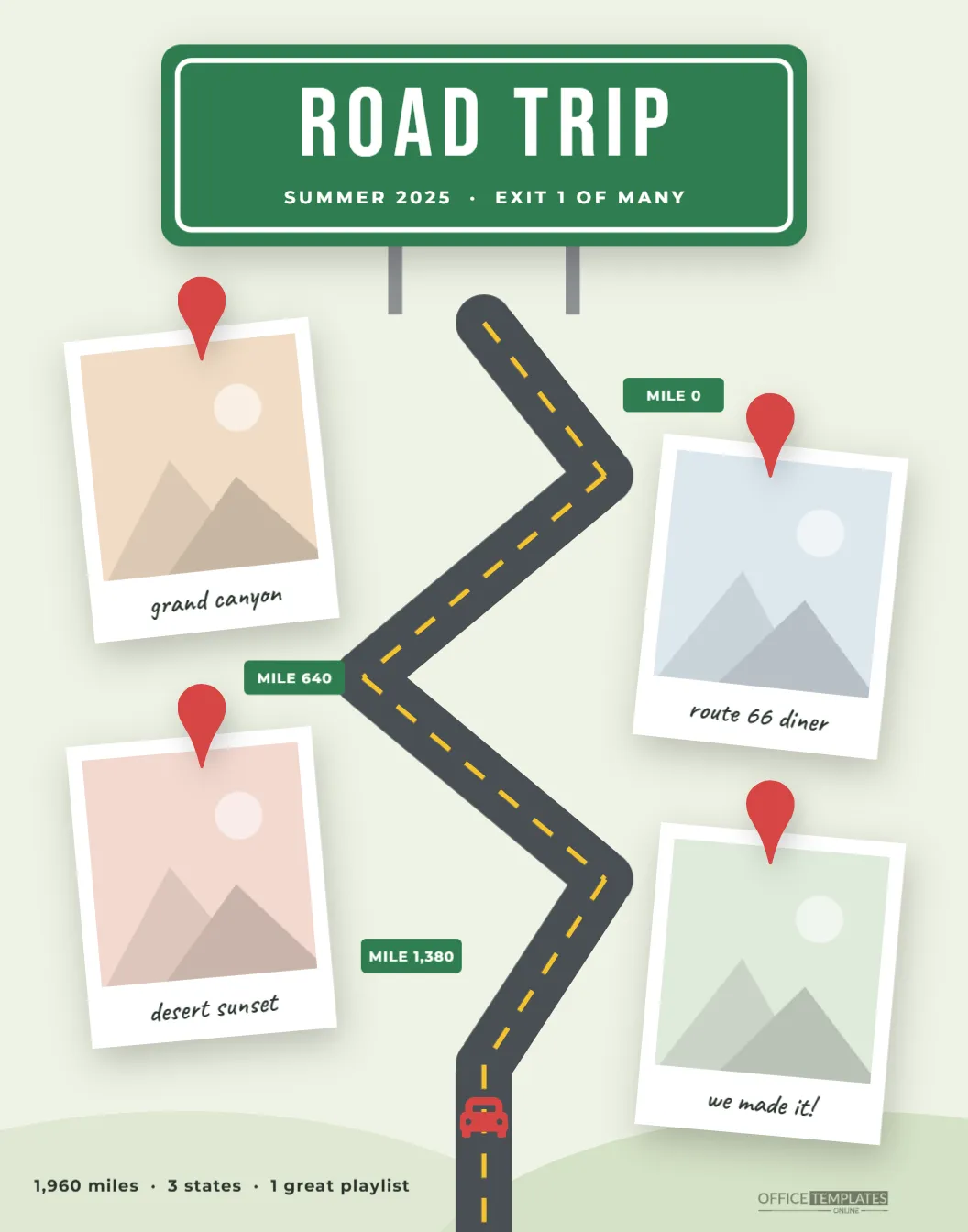 Road Trip Scrapbook Poster Template