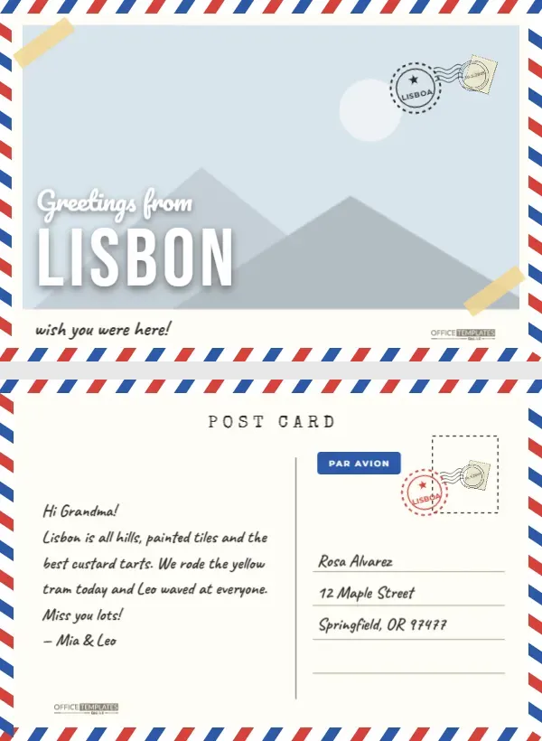 Travel Postcard Scrapbook Template