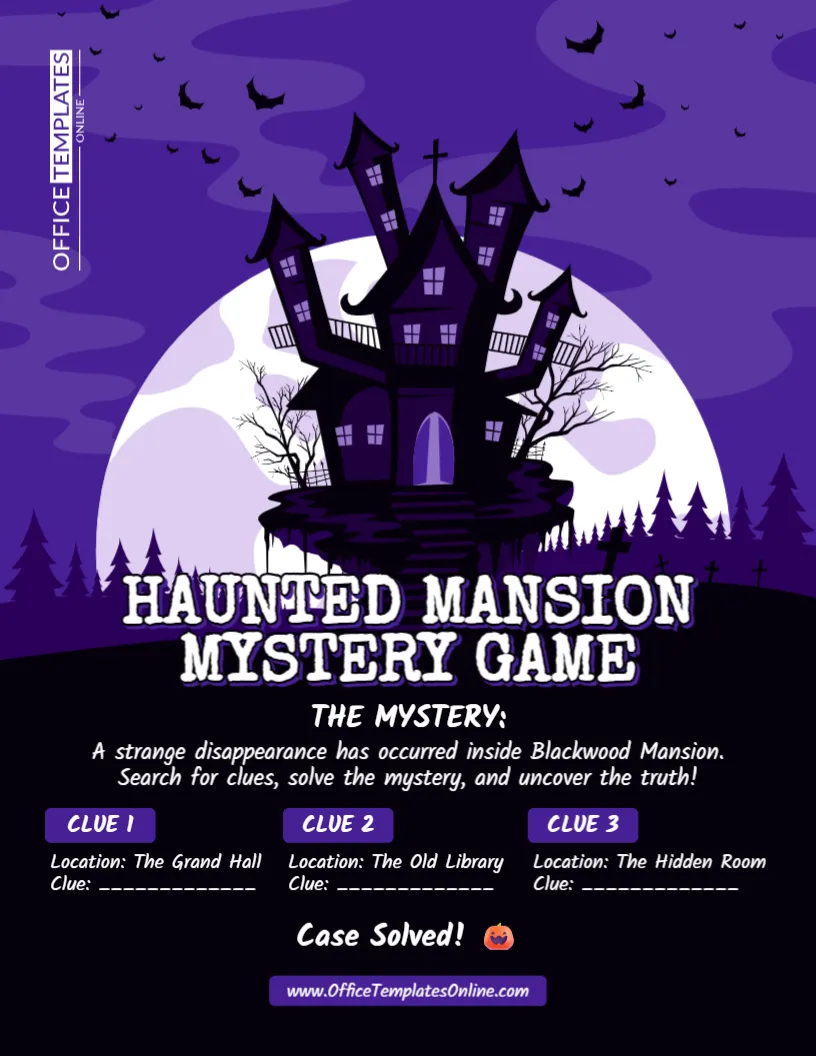 Haunted Mansion Mystery Game Template