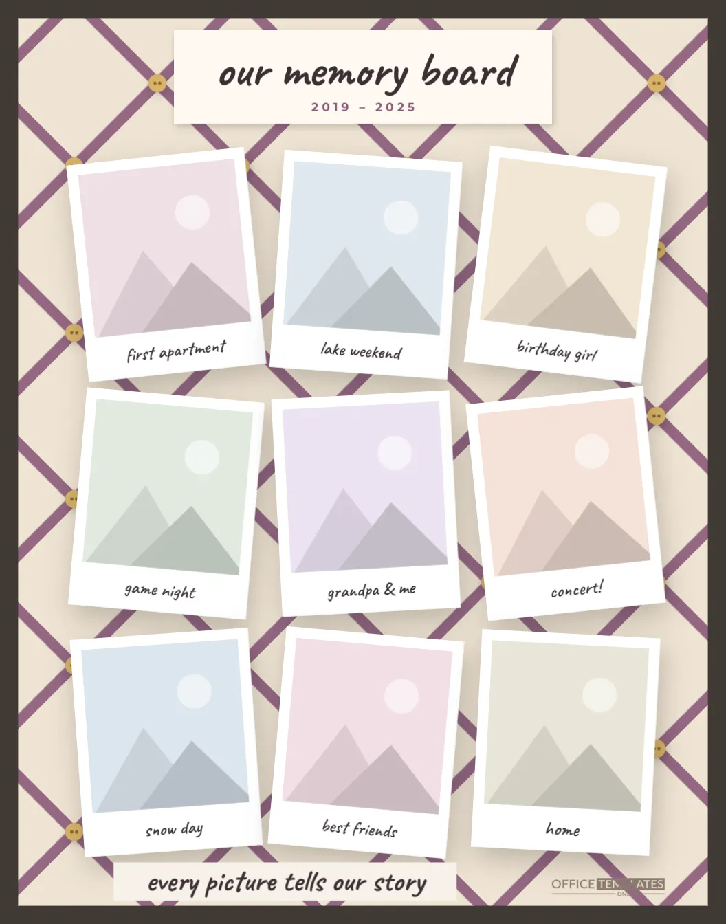 Polaroid Memory Board Template
