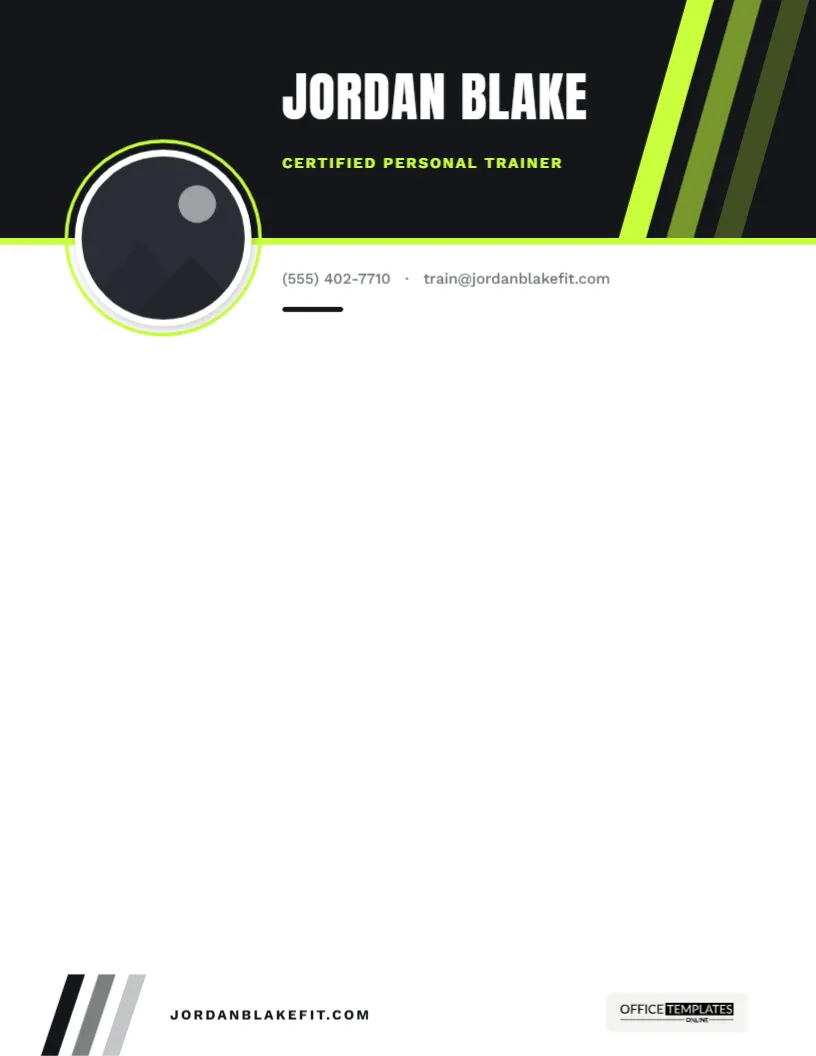 Fitness Trainer Letterhead Template