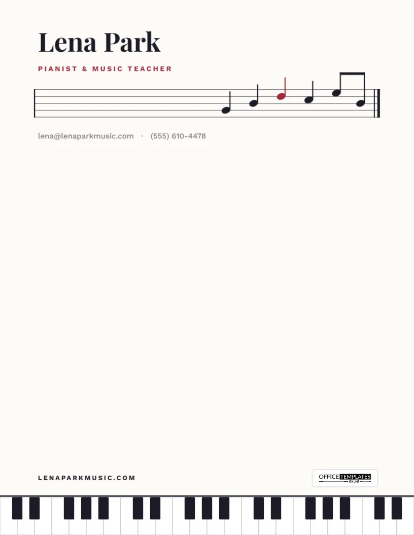 Music Teacher Letterhead Template