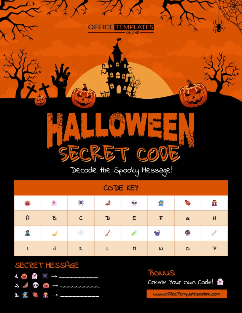 Halloween Secret Code Decoder Template