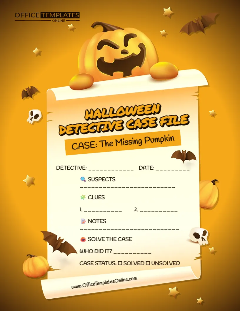 Halloween Detective Case File Template